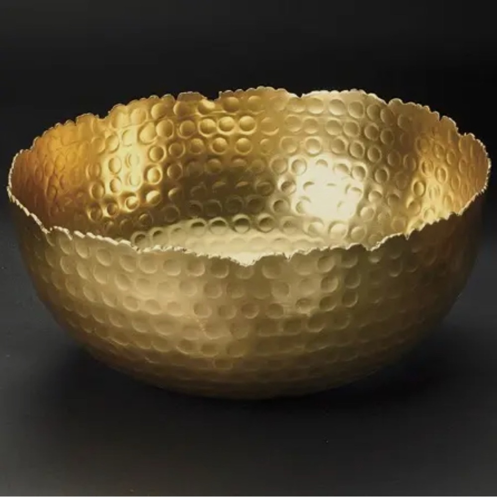 Gold Hanmered Textured Bowl (Food Safe)